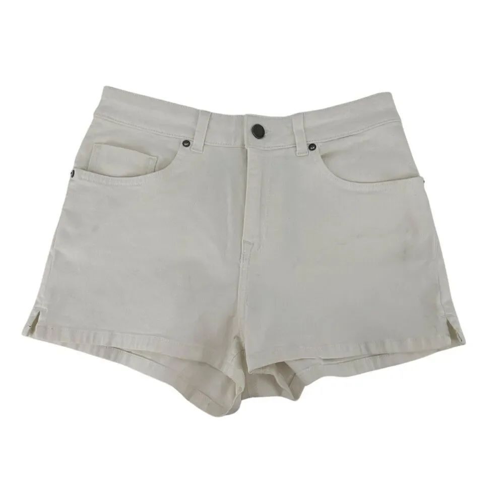 ROXY Jean Shorts White High Rise Womens Size 28 Waist Stretchy Denim Casual Boho